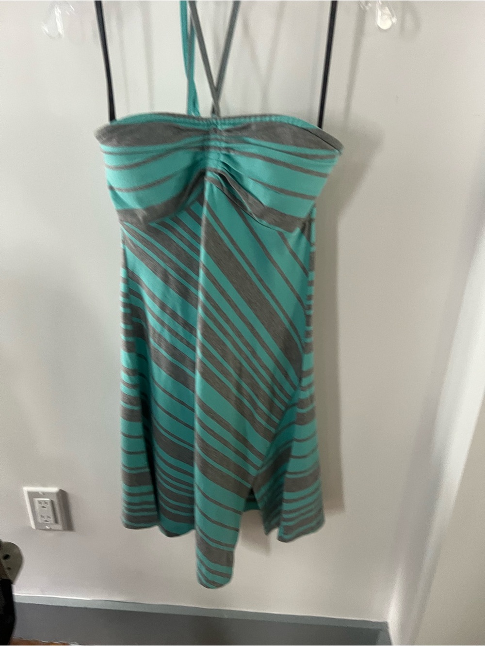 G by Guess Teal and Gray Strapless Sundress